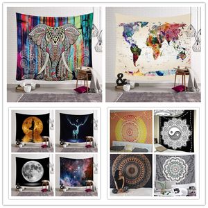 Grote grootte Polyester Tapestry Boheemse Mandala Strandhanddoeken Olifant Hippie Throw Yoga Mat Badhanddoek Indische Muur Opknoping Woondecoratie