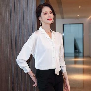 Grote Size S-4XL Professionele Business Formele Shirt voor Vrouwen Solid Color Dames Kantoor Bottoming Elegant Top 210527