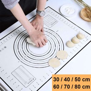 Tapis de pétrissage en Silicone de grande taille, Surface antiadhésive, tapis de pâte à rouler avec échelle, feuille de pâtisserie de cuisine, revêtement de four, ustensiles de cuisson