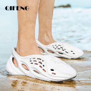 Grande taille Été Original Mousse Diapositives Hommes Femmes Noir Sneaker Populaire Pantoufles Chaussures De Mode En Plein Air Slip Sur Chaussures De Plage Nouveau Y0427