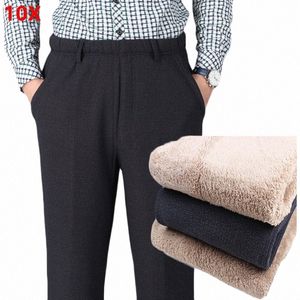 Pantalon épais de grande taille pour papa, pantalon d'hiver pour hommes d'âge moyen, plus pantalon Veet, pantalon taille élastique de grande taille 8XL 9XL 10XL X8LH #