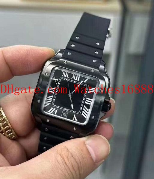 Foto Real para hombre, movimiento mecánico automático, relojes con fecha, 39mm, acero refinado negro, relojes de pulsera para hombre, banda de goma