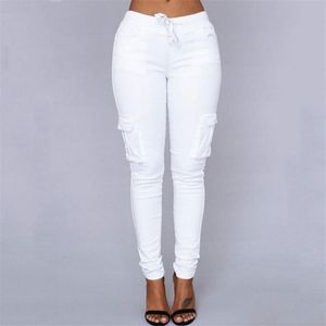 Pantalon blanc grande taille survêtement surdimensionné taille haute survêtement dames pantalon militaire 220325