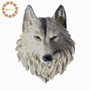 Tête de loup de grande taille, décoration murale suspendue, tête d'animal, pendentif en résine, ornements muraux, accessoires pour la maison, cadeau T20072207