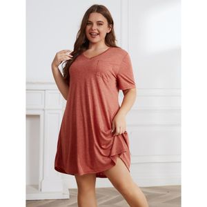 Grande taille femme couleur couleur décontractée poche lâche grosse fille robe fille