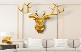 Grande taille3d cerf tasstatuesculpture décorhome décoration murs accessoires de figurine de la figurine.