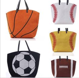 Grandes tailles toile softball sac dessin animé volley-ball basket fourre-tout décontracté Football football basket-ball coton rugby sac à main