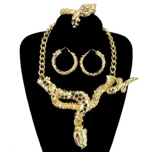 Grote slangenhanger ketting sieraden set grote stijl nieuwste Italiaans ontwerp 4 stuks bruiloft feest vrouwen sieraden cadeau fhk14611 240528