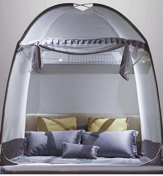 Filet grand espace avec bord en dentelle élégant, tente de lit à trois portes pour adultes, auvent en maille anti-insectes, moustiquaire pliable, 6 tailles 5595725