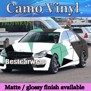 Grandes taches Tiffany blanc noir Camo Vinyl Car Wrap COVERS avec Air Rlease Gloss / Matt Camouflage film couvrant foile 1.52x 10m / 20m / 30m