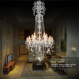 grote trap lange luxe kristallen kroonluchter modern K9 Lobby lustres de cristal candle armatuur270S