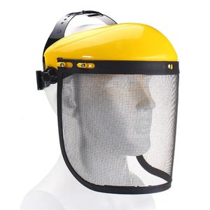 Groot staal metalen gaas Visor Veiligheidshelm Hoed voor kettingzaag Brushcutter Full Face Protector Mask