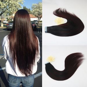 Grote voorraad Topkwaliteit Maagdelijk Braziliaans Haar 100% Remy Menselijk Haar Dubbel Getrokken PU-tape Hair Extensions