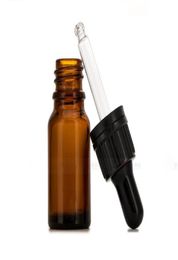 Grand stocks vape huile essentielle E liquide 10 ml bouteilles de compte-gouttes en verre Amber avec des bouchons et pipettes évidents de sabot 768pcslot1478451