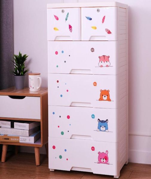 Grande armoire à tiroirs de rangement pour bébé en plastique enfants jouet organisateur de rangement tiroirs Simple bricolage armoire quatre couches armoire Y11161744898