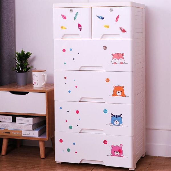 Grande armoire à tiroirs de rangement pour bébé en plastique enfants jouet organisateur de rangement tiroirs simple bricolage armoire quatre couches armoire Y1116201S