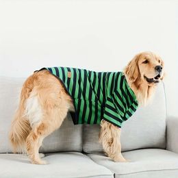 Ropa de estampado de rayas grande para perros camiseta verde camiseta verde ropa para perros