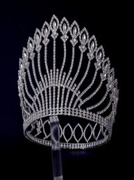 Grote Tiara's Volledige Ronde Cirkel Voor Miss Beauty Pageant Wedstrijd Kroon Auatrian Strass Kristal Haaraccessoires Voor Feestshows 5913144