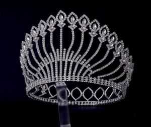 Grote Tiara's Volledige Ronde Cirkel Voor Miss Beauty Pageant Wedstrijd Kroon Auatrian Strass Kristal Haaraccessoires Voor Feestshows 1102645