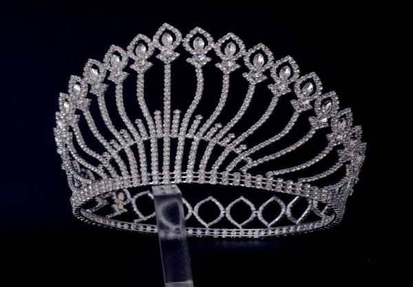 Grands diadèmes Circle ronde complet pour Miss Beauty Pageant Contest Crown Crown Auatrian Rhingestone Crystal Accessoires pour la fête Shows 1294778
