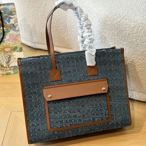 Grand sac fourre-tout sac en denim bleu pour hommes femmes sac à provisions sac de créateur boutique sac vintage sac à main sac de messager toile cuir matériel doré impression de lettre classique