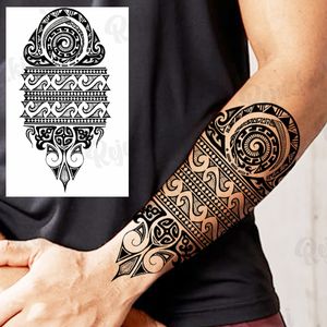 Grand tatouage temporaire totem pour hommes femmes femmes réalistes maori dragon épines faux tatoue autocollants arborant du corps imperméable tatoos tribal