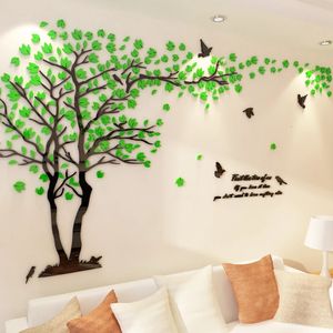Grand arbre bricolage acrylique 3d autocollant mural salon chambre autocollants TV fond décor décoration de la maison 240312
