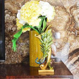 Grote vintage decoratieve vazen Moderne interieur pauw bruiloft hoge vloer vaashars vasos para planta's Nordic Home Decor