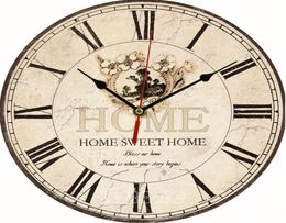 Grande horloge murale en bois de fleur vintage Antique Shabby Chic Retro6695371