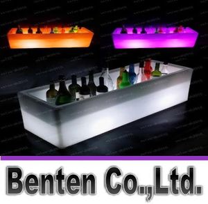 Cubo de hielo de plástico LED de gran volumen, cubos rectangulares largos luminosos, cambio de color claro, champán, cerveza, vino tinto, cubo de hielo L9803559