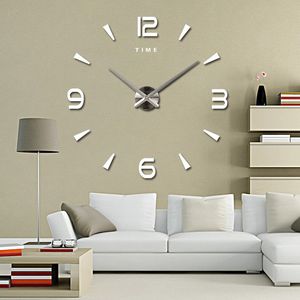 Grote wandklok kwarts 3D DIY Big Watch Decoratieve keukenklokken Acryl Mirror Sticker Oversize Home Letter Decor 220716