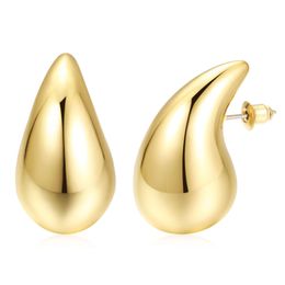 Gran gota extra de agua para mujeres CCB Gold Circular Teardrop Pendientes