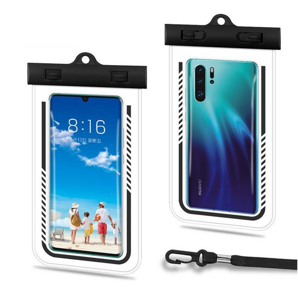 Grand étui de téléphone portable transparent étanche étuis sac en tpu pour la natation plongée surf Kayak pêche