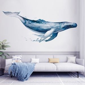 Grote walvis cartoon dieren muursticker PVC 3D Art Decal voor kinderen kamer kinderdagverblijf decoratie home decor y200103