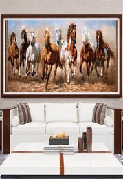 Grands chevaux de course à pied blanc peinture surdimensionnée affiche d'animaux modernes et imprimer une image d'art mural pour le salon décor 5940058