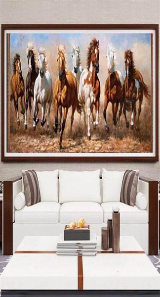 Pintura en lienzo de caballos corriendo blancos grandes, póster de animales moderno de gran tamaño e impresión de imágenes artísticas de pared para decoración del hogar de sala de estar 3544375