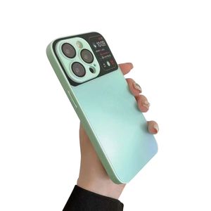 Groot Venster Gradiënt Telefoon Case Met Glazen Lens Film Voor Iphone 11 12 13 14 Pro Max Cover Shockproof Anti drop