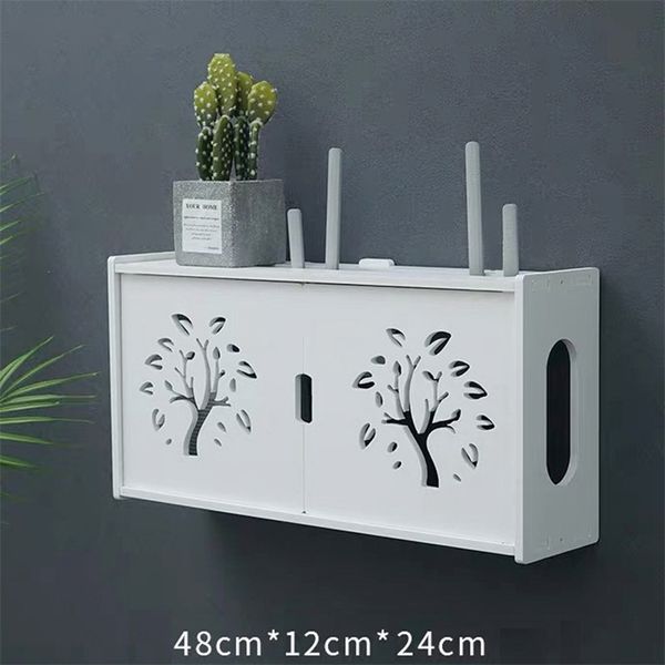 Grand routeur sans fil Wifi Boîte de rangement Panneau PVC Étagère Tenture murale Plug Board Support Câble Organisateur de stockage Décor à la maison 211112