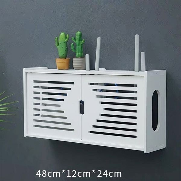 Grande boîte de rangement de routeur Wifi sans fil Boîte de rangement en panneau PVC Étagère murale Support de prise de courant Organisateur de câble Décor à la maison LJ200812