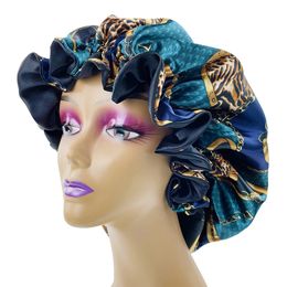 Grandes femmes Satin Bonnet chapeau Double couche réversible bonnet de sommeil soyeux doux nuit couverture de sommeil casquette dame cheveux accessoires de coiffure