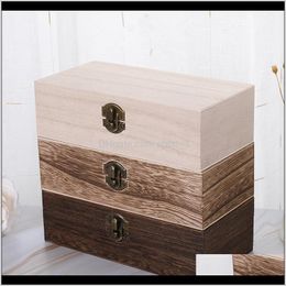 Grote houten houtkleur Scotch Dine Rechthoekige Solid Houten Gift Handgemaakte Craft Sieraden Case 20x10x6cm LX3007 MW1NR Boxes Bins YTMB8