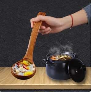 Grande cuillère à savon en bois style japonais pot à long manche bouillie accessoires de cuisine cuillère de cuisson en bois grande