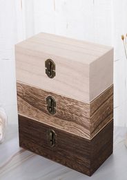 Grande boîte de rangement en bois couleur couleur écossh pin rectangulaire flip en bois massif cadeau en bois de bijoux artisanal artisanal 20x10x6cm lx30075933950