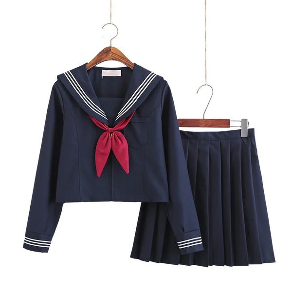 Uniformes japonais JK, grande taille S5XL, 8 tailles, robes d'école pour filles, veste de costume de marin bleu marine, costumes moyens 240226