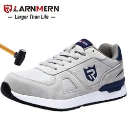 Larnmern Heren Werk Veiligheid Schoenen Stalen Teen Bouw Sneaker Ademend Lichtgewicht Anti-Smashing Anti-Statische Antislip Schoen 210820