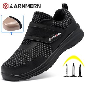 Larnmen Mens Safety Shoes Steel Toe Construction Footwear Protective Footwear Light 3D Shockproof Work Sneaker for Men 240419
