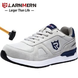 Larnmern Safety Shoes Men Antistatic Work Src Slip op stalen teen Breathable constructie sneaker 240511