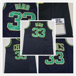 Larry Bird 33 Jersey 1985-86 Black Jerseys Basketball Men gestikt Jersey S-XXL Mix Match Order