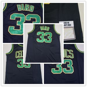 Larry Bird 33 Jersey 1985-86 Maillots noirs Basketball Hommes Maillot cousu S-XXL Mix Match Order