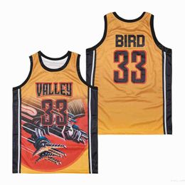 Larry Bird 33 Springs Valley Jerseys High School Basketball Moive Pullover University Pour les fans de sport Tous cousus ALTERNATE Yellow Team Respirant Shirt Men Sale